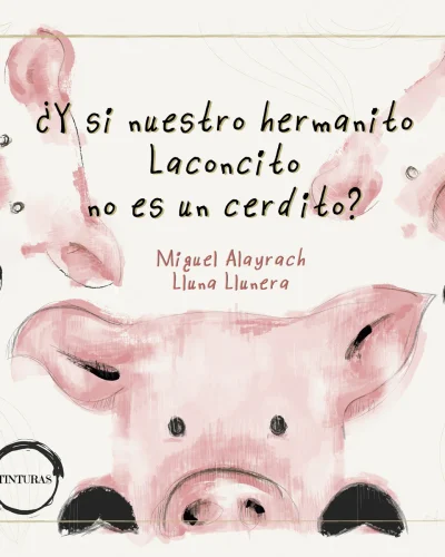 Ilustración de cerditos en un libro infantil.